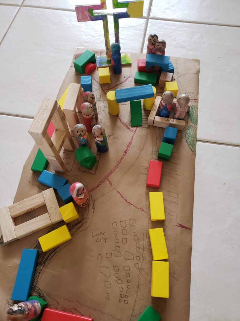 Block model of Jerusalem for Holy Week Homeschool