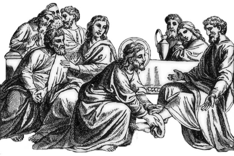 Jesus washing Peter's feet on Maundy Thursday