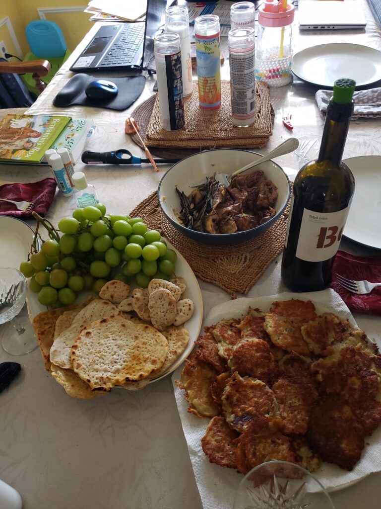 unleavened bread and grapes for Maundy Thursday