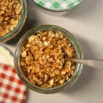 a mason jar filled with overnight oats