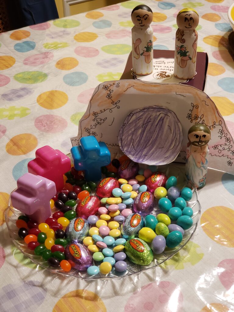 Easter candy tomb centerpiece