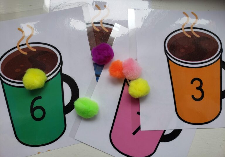 free preschool printable hot chocolate counting cards