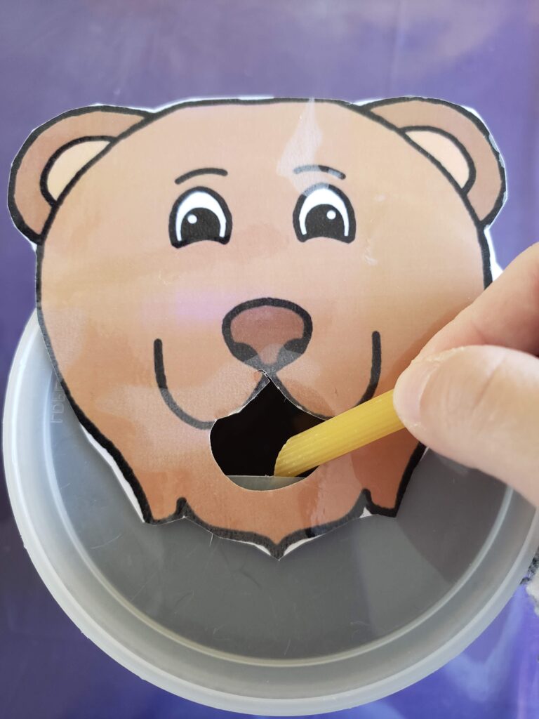feed a bear with dry pasta