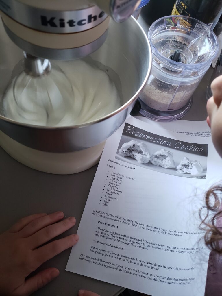 preparing the resurrection cookies