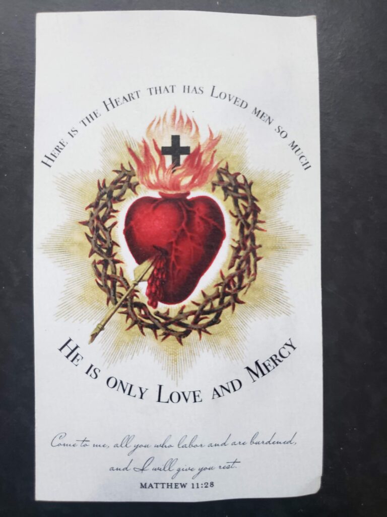 Sacred Heart of Jesus prayer card