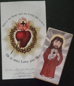 Sacred Heart of Jesus Prayer card and block